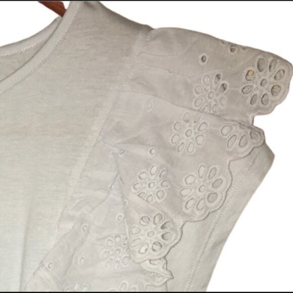 Rachel Parcell Eyelet Ruffle Detail Top Blue XL - Picture 4 of 7